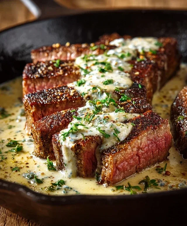 Garlic Butter Steak With Parmesan Cream Sauce