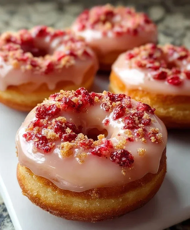 Freshly Glazed Strawberry Crunch Donuts