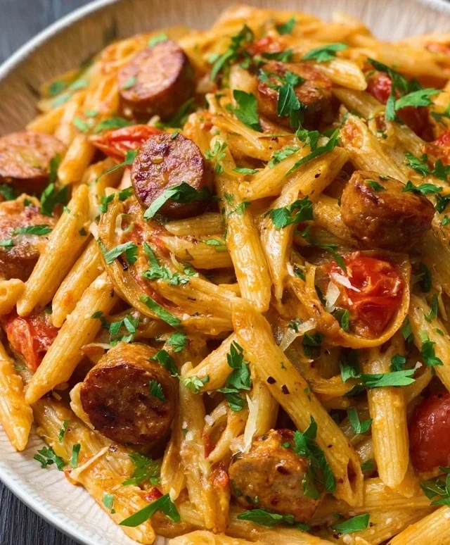 One Pot Creamy Cajun Sausage Pasta (30-Minutes)