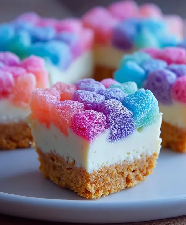 Gummy Cotton Candy Cheesecake Bites
