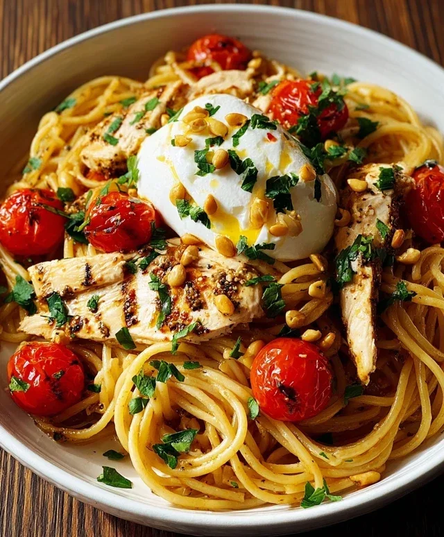 Chicken Spaghetti with Burrata