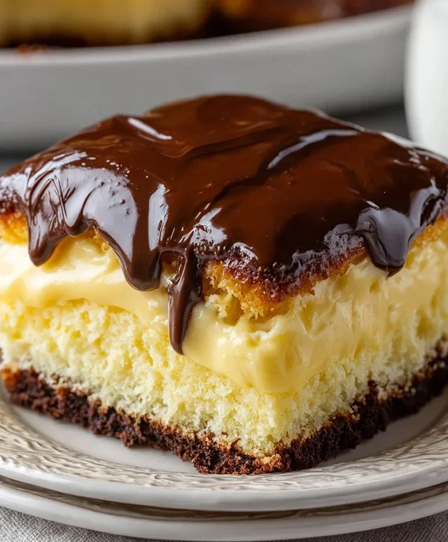 Boston Cream Poke Cake