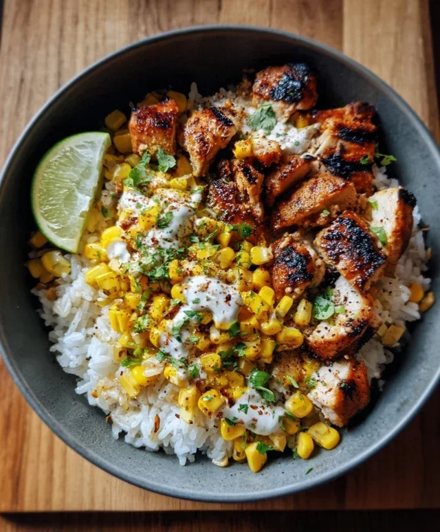 Street Corn Chicken Rice Bowl