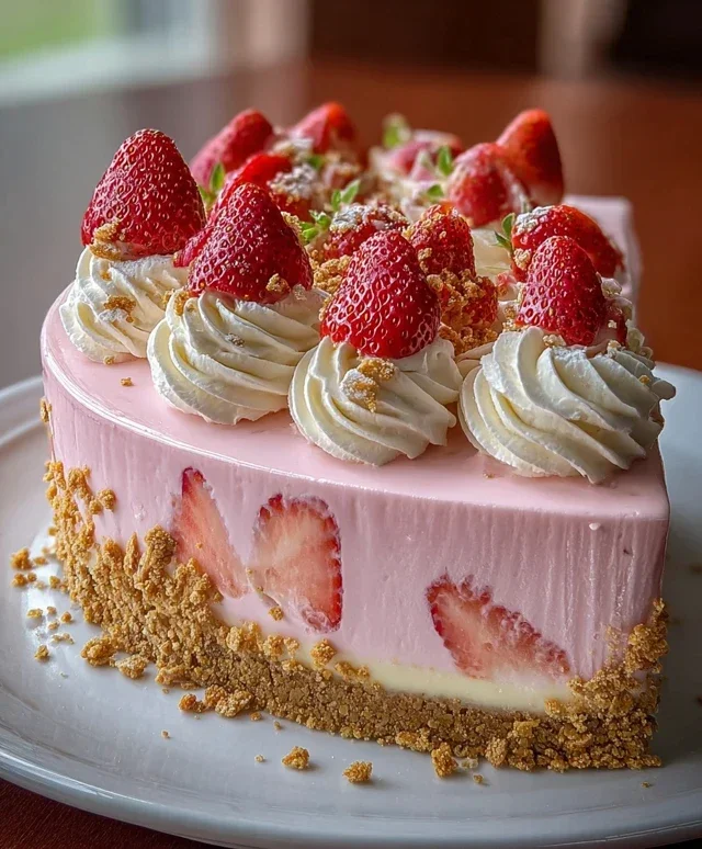 Pink Strawberry Crunch Cheesecake