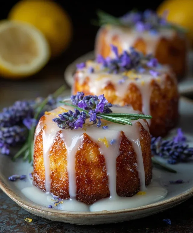 Mini Lemon Cakes With Lavender Glaze