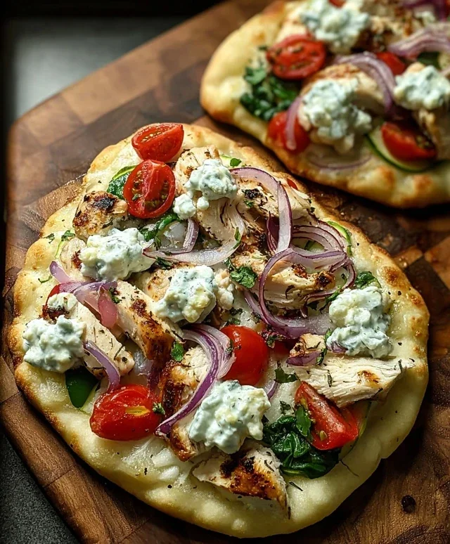 Tzatziki Chicken & Veggie Naan Pizza