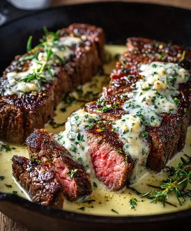 Garlic Butter Steak With Parmesan Cream Sauce
