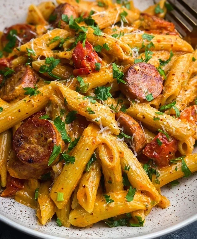 One Pot Creamy Cajun Sausage Pasta (30-Minutes)