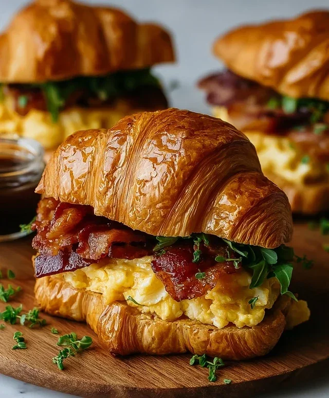 Killer Maple Mustard Croissant Breakfast Sandwiches