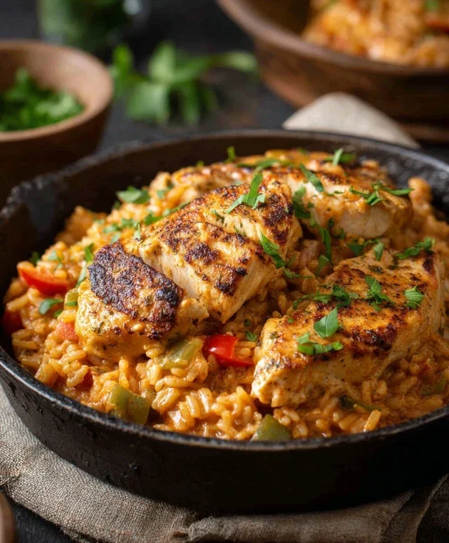 High Protein Creamy Cajun Chicken Rice