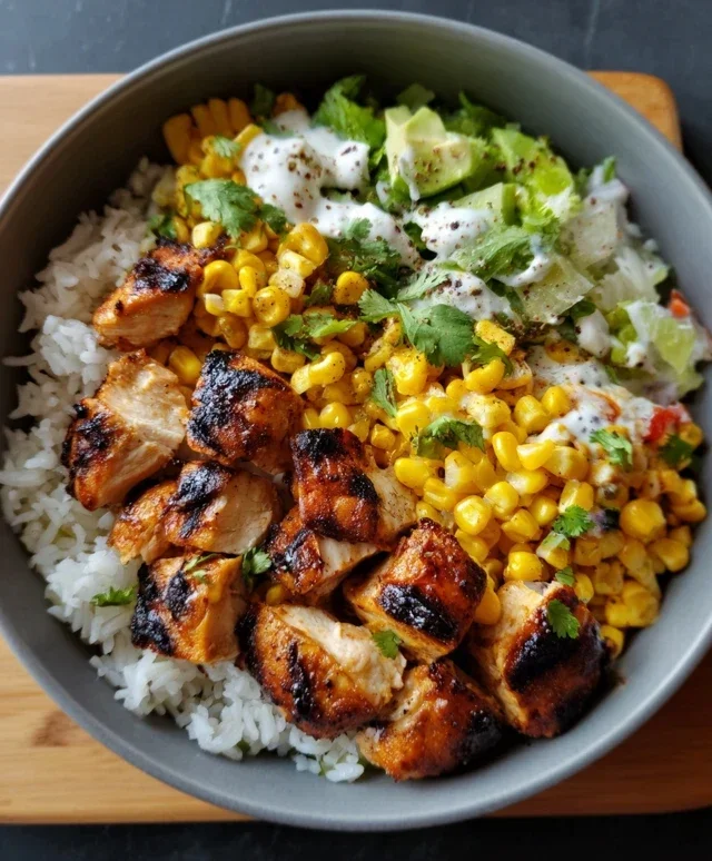 Street Corn Chicken Rice Bowl