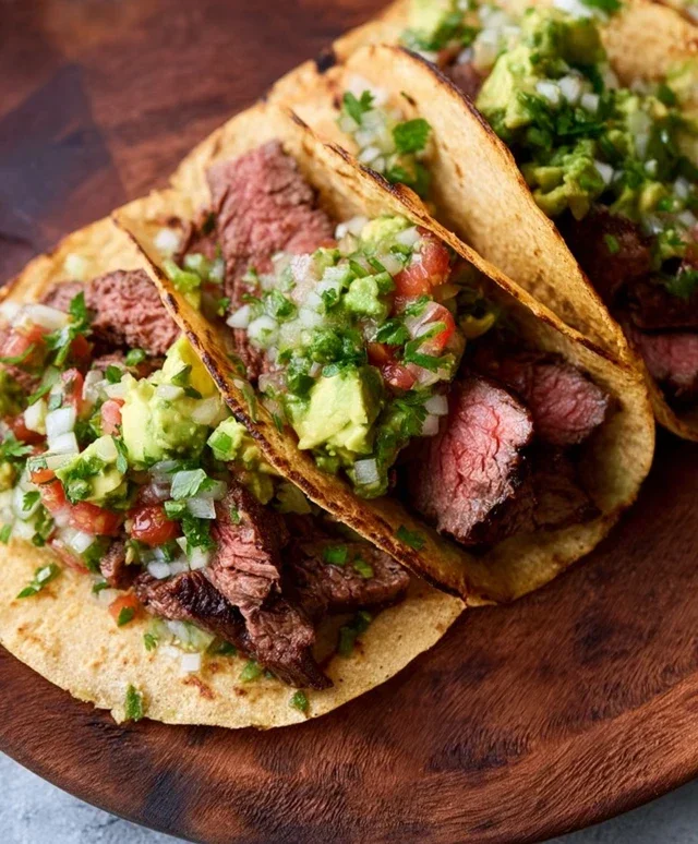 Grilled Steak Tacos with Avocado Salsa