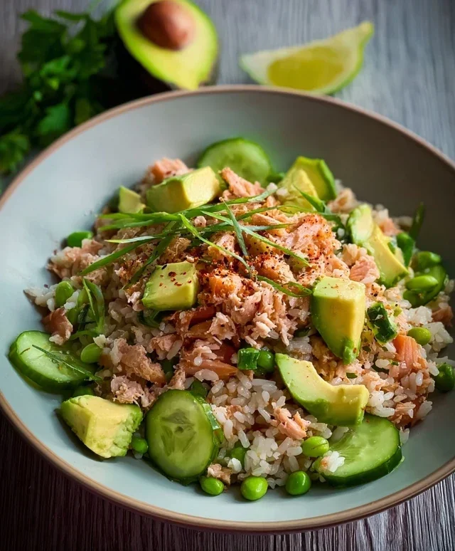 Tuna Avocado Crispy Rice Salad