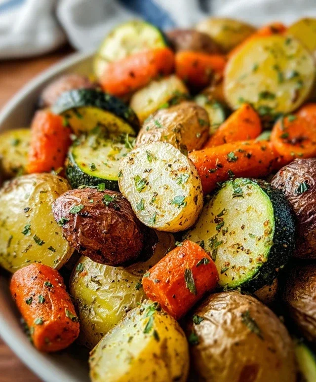 Garlic Herb Roasted Potatoes Carrots and Zucchini