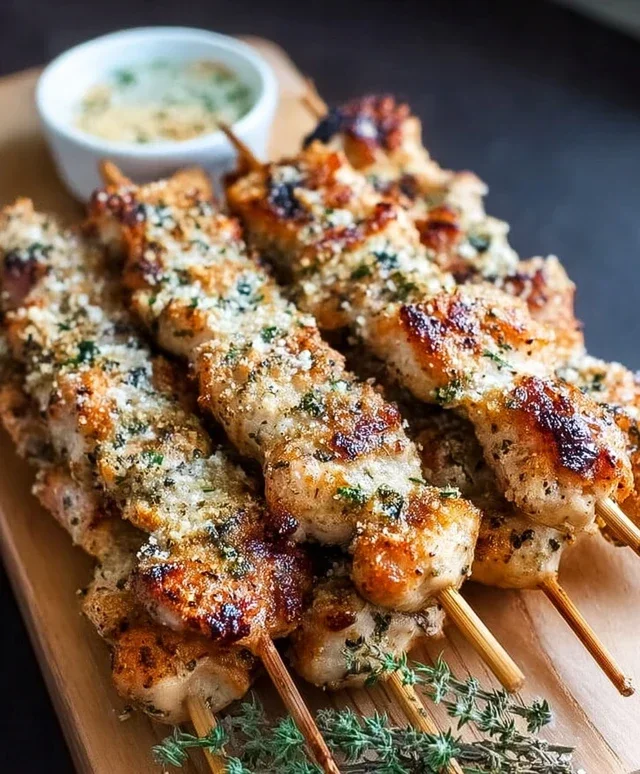 Ranch Garlic Parmesan Chicken Skewers