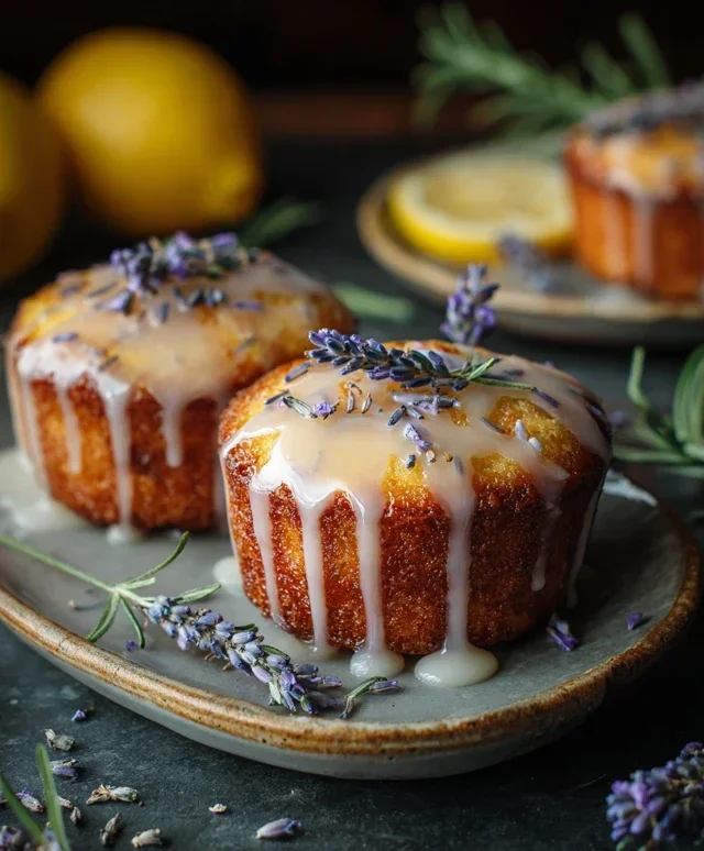 Mini Lemon Cakes With Lavender Glaze