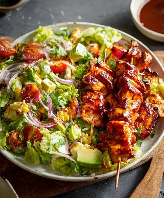 BBQ Chicken Skewer Salad