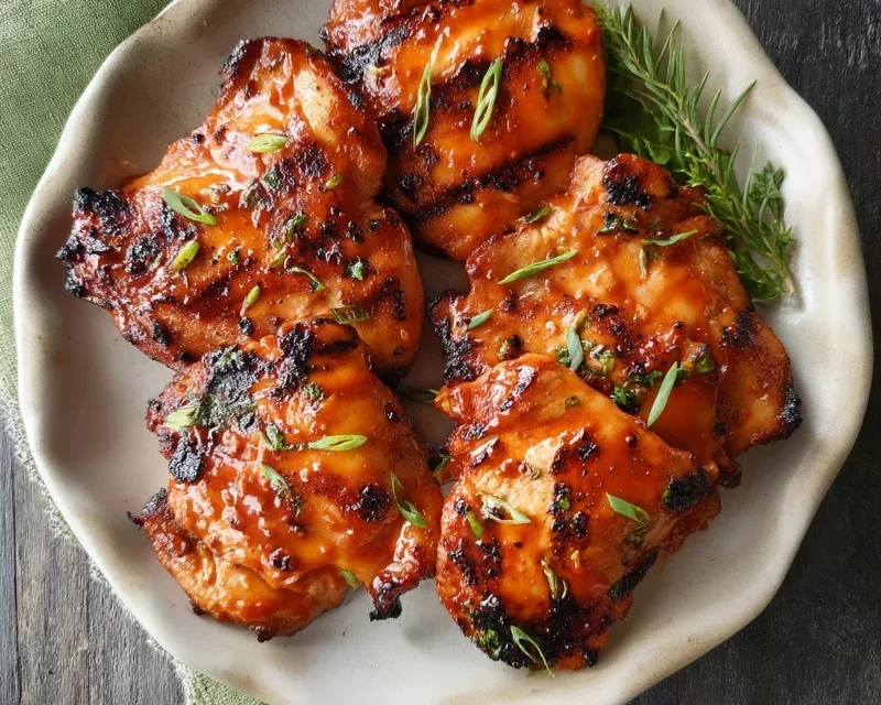 Grilled Honey Buffalo Chicken Thighs