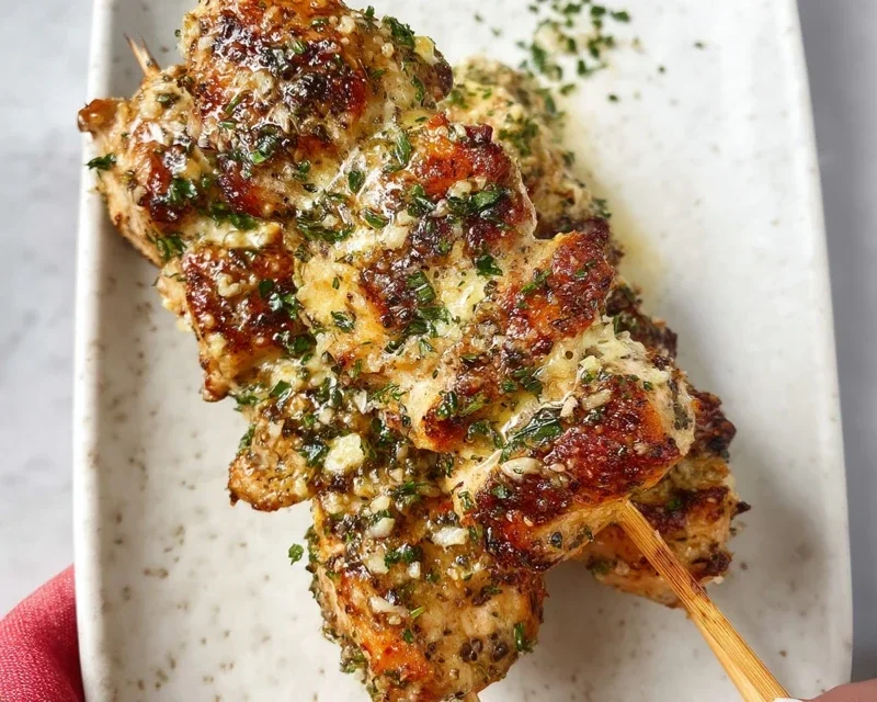 Garlic Parmesan Chicken Skewers