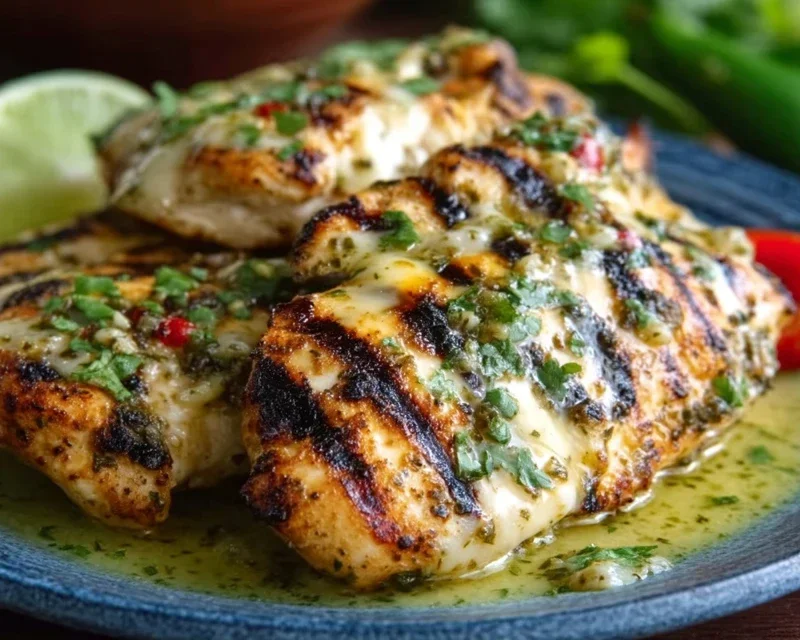 Grilled Salsa Verde Pepper Jack Chicken