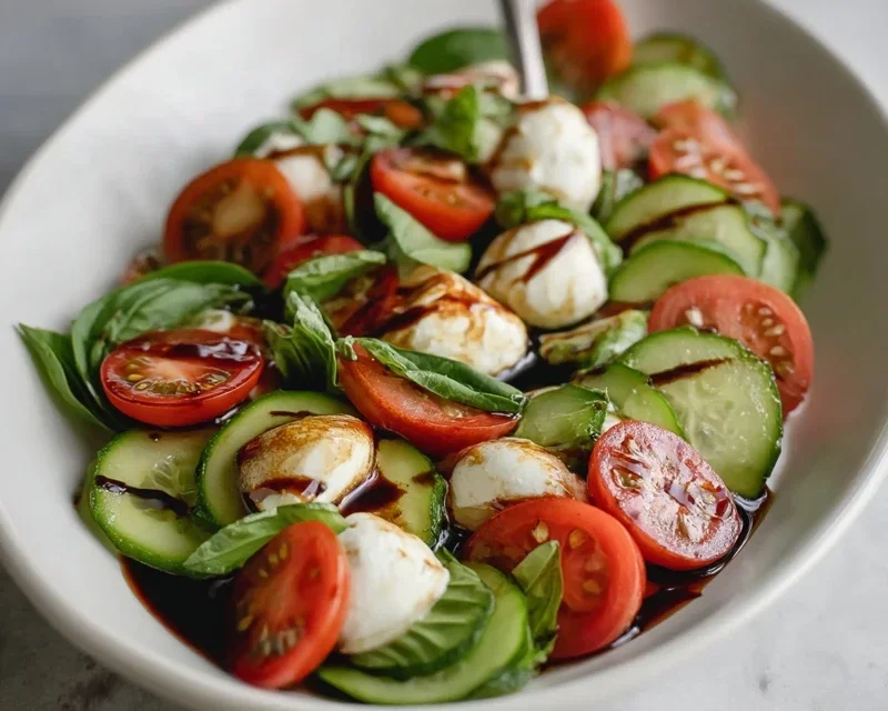 Fresh Cucumber Caprese Salad