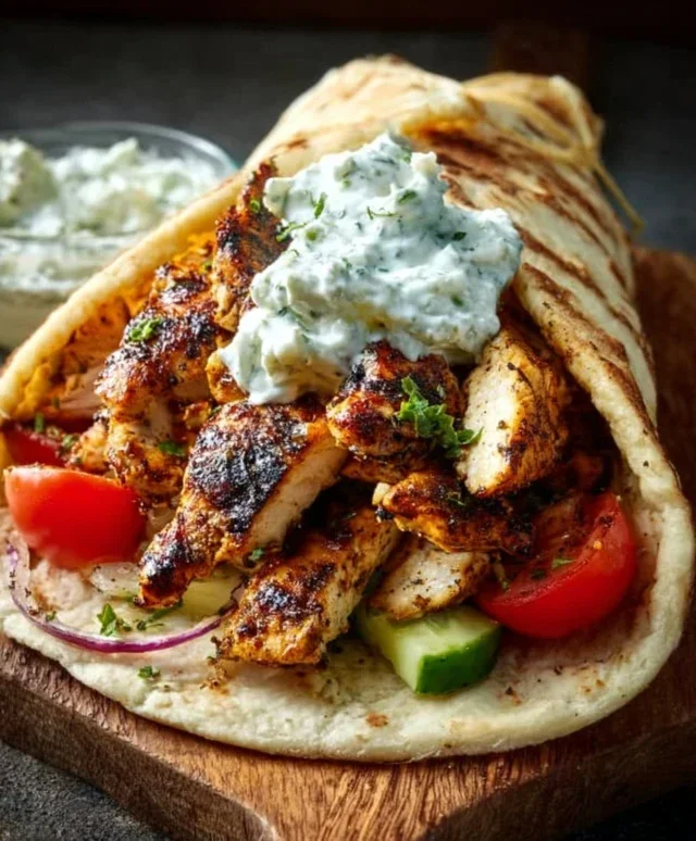 Greek Chicken Gyros with Lemon-Herb Marinade and Tzatziki