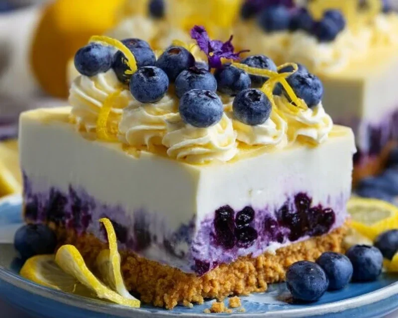 No-Bake Lemon dazzling Blueberry cream Cake