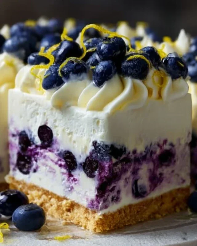 No-Bake Lemon dazzling Blueberry cream Cake