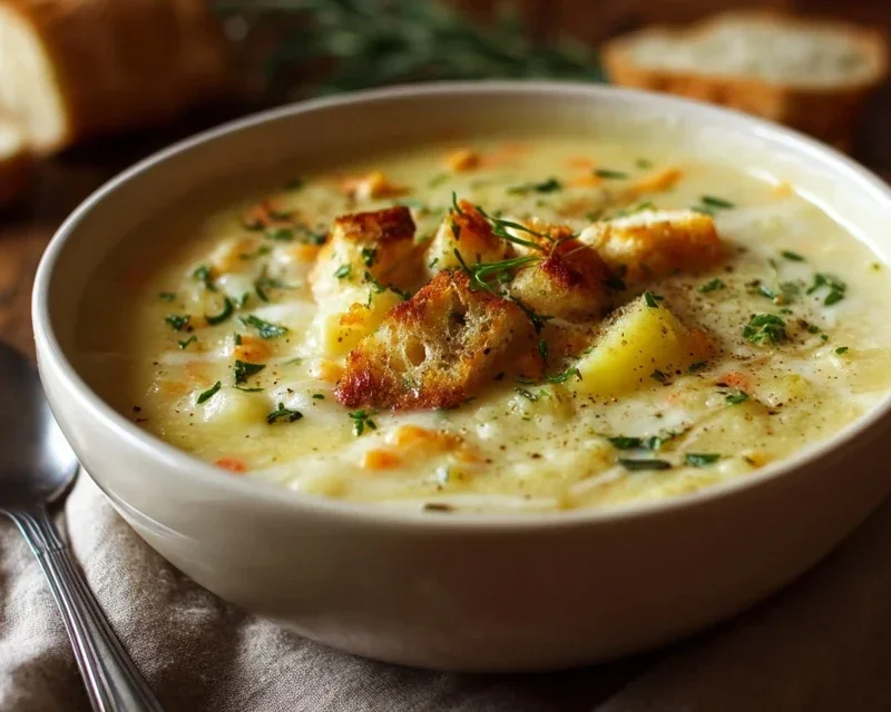 Hearty Cheddar Garlic Herb Potato Soup Recipe