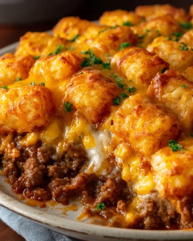 Tater Tot Casserole with Ground Beef