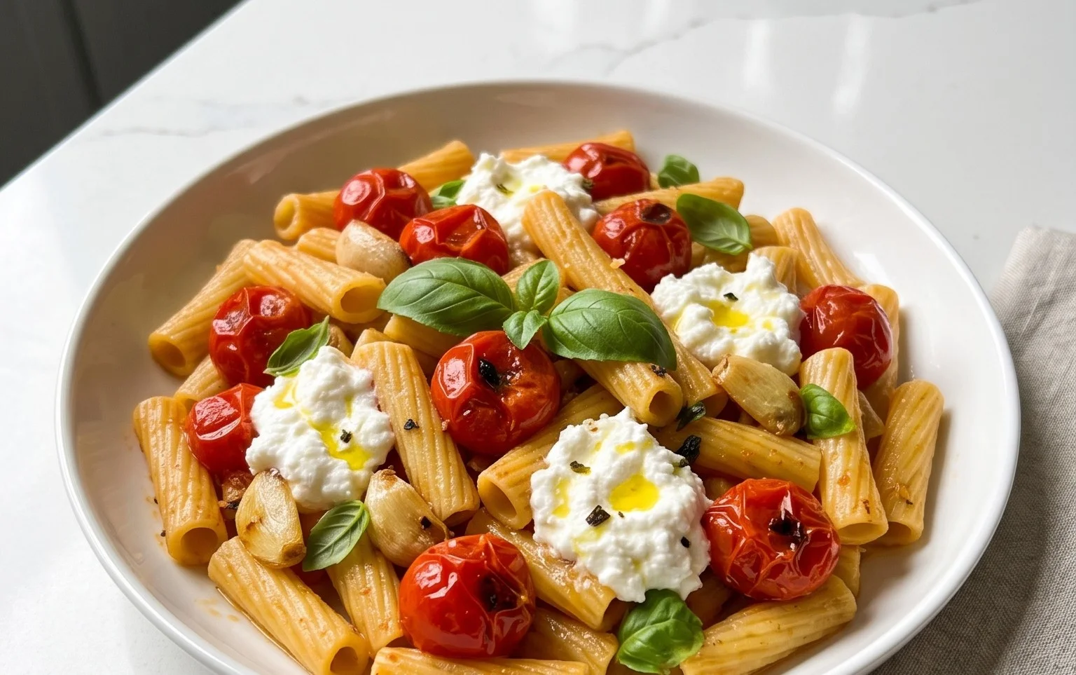 Roasted Tomato and Garlic Ricotta Pasta