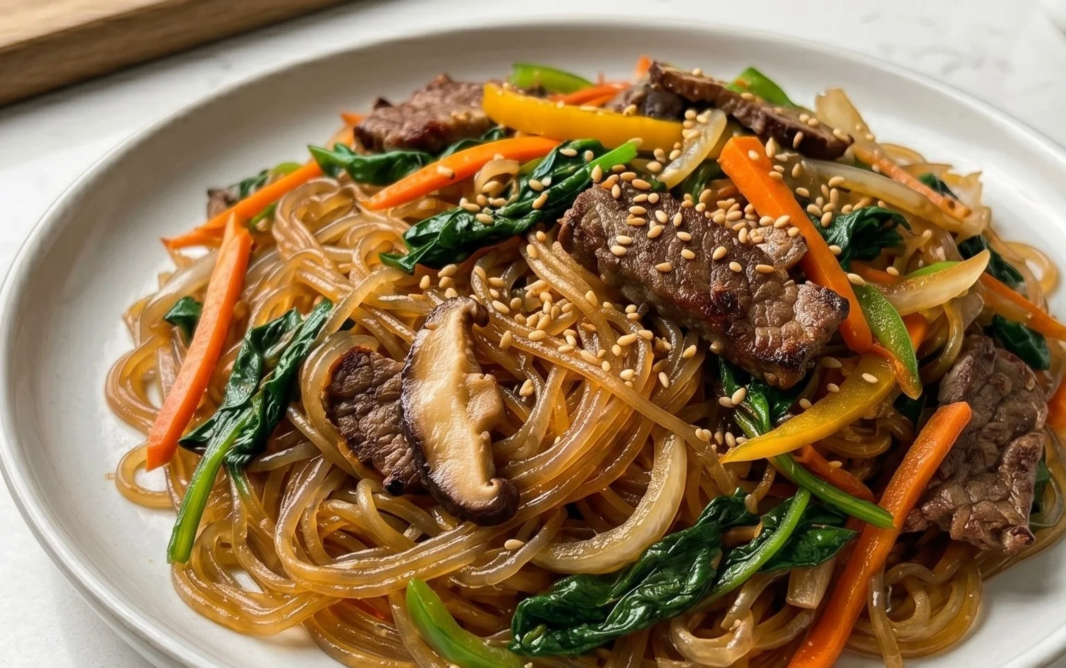 Japchae (Korean Glass Noodle Stir Fry)