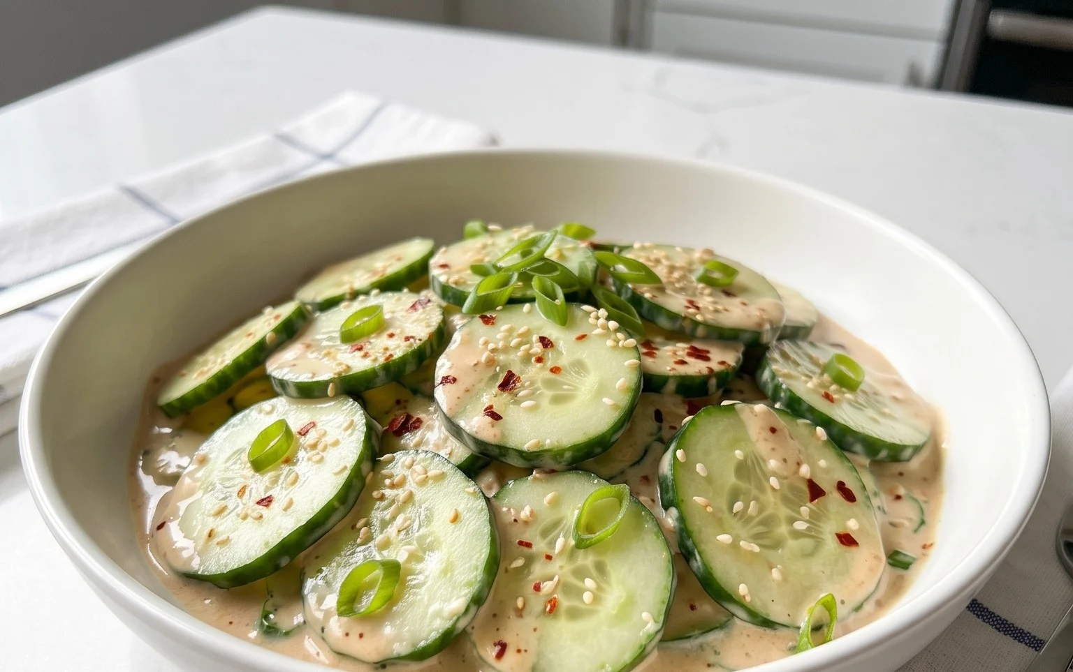 Creamy Asian Cucumber Salad Bowl
