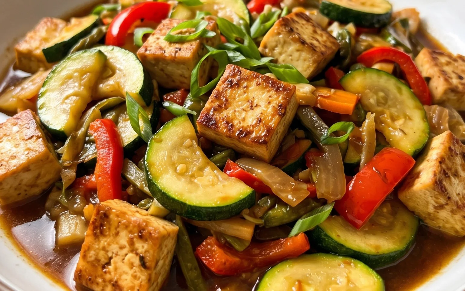 Zucchini Stir Fry With Tofu (Vegan)