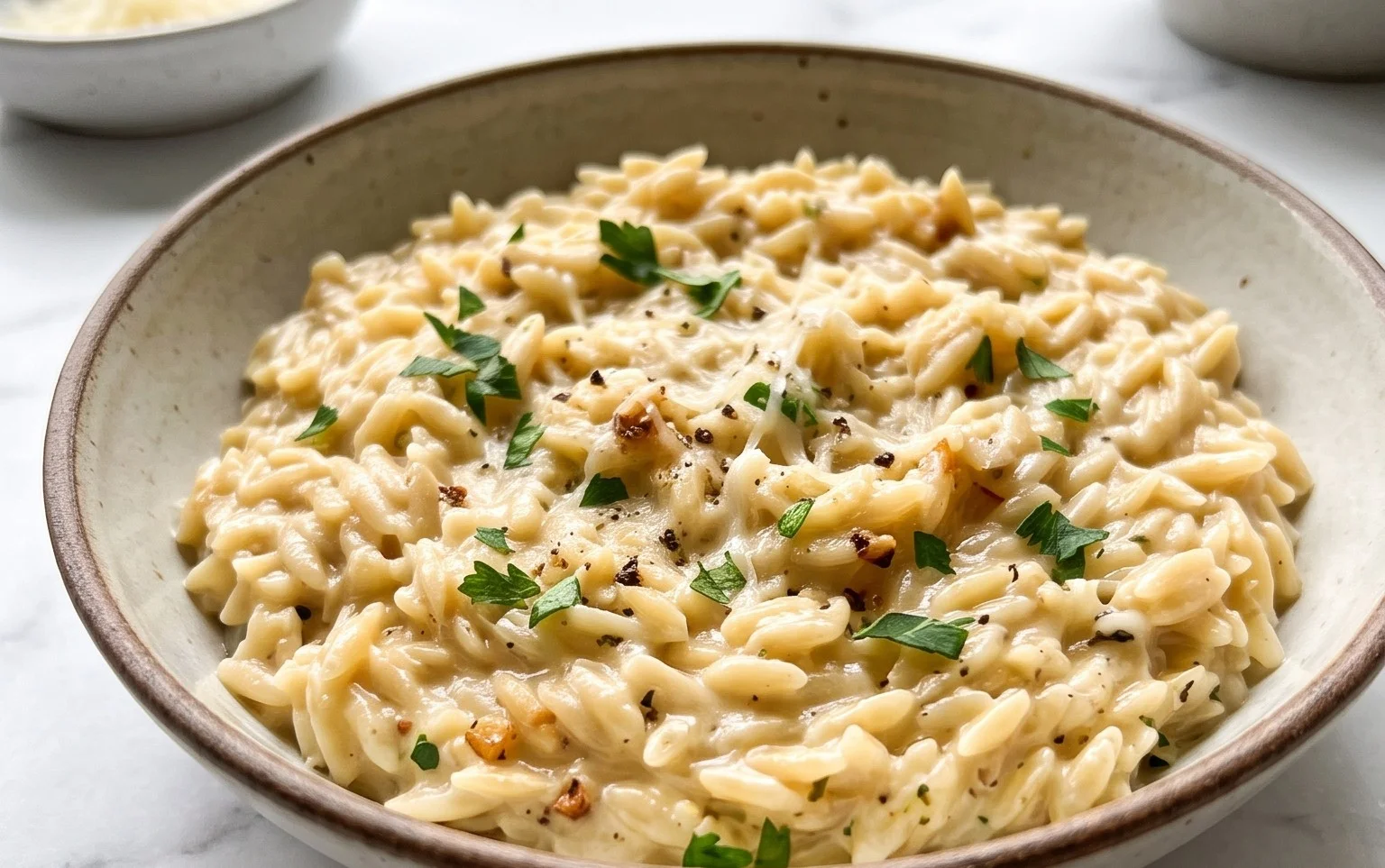 Creamy Garlic Parmesan Orzo