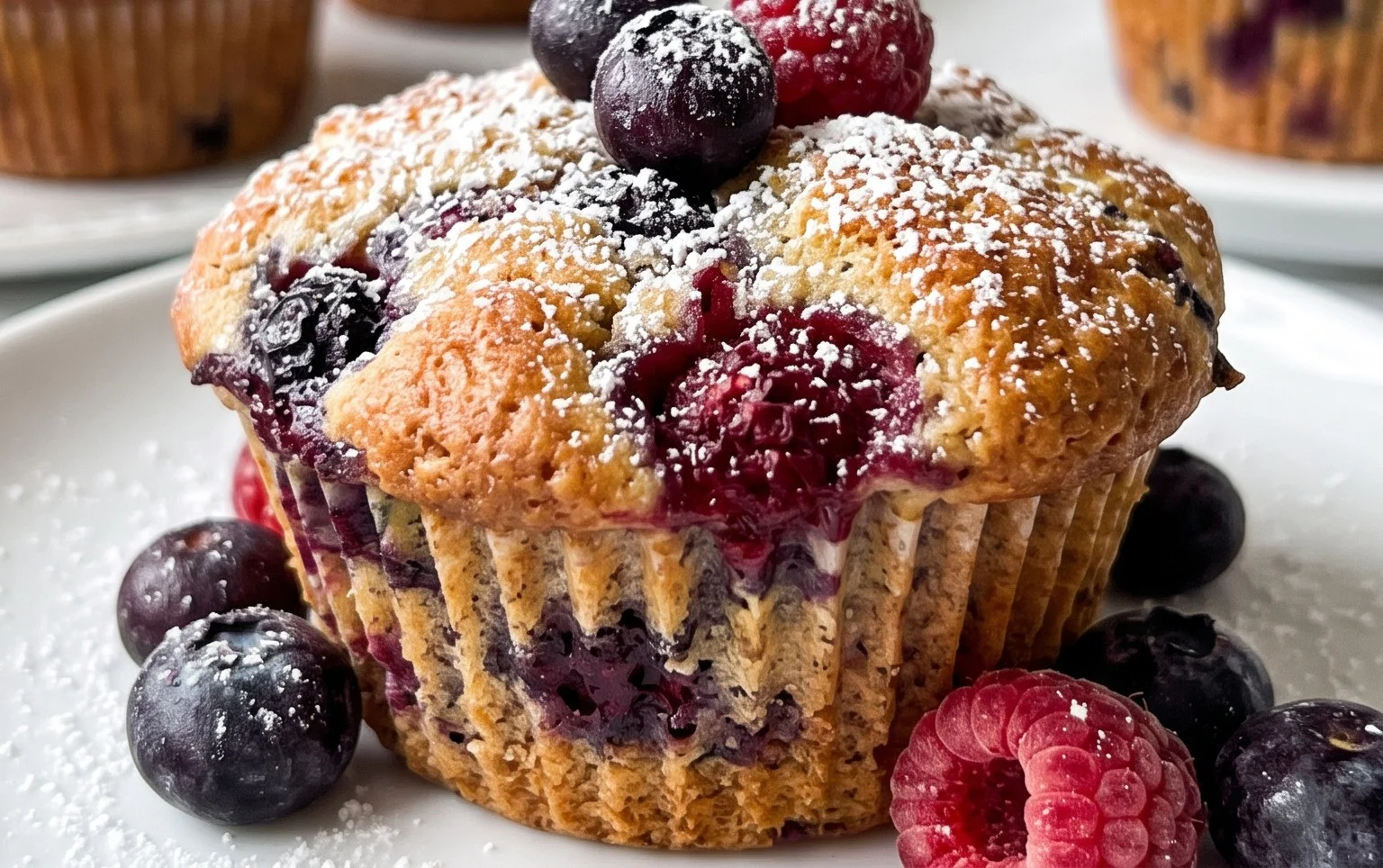 Bakery Style Mixed Berry Muffins | with Frozen Berries