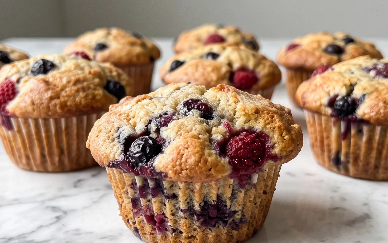 Bakery Style Mixed Berry Muffins | with Frozen Berries