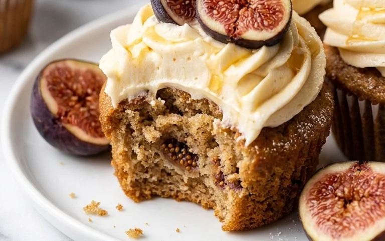Fig Cupcakes with Honey Cream Cheese Frosting