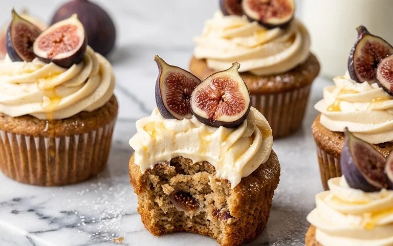 Fig Cupcakes with Honey Cream Cheese Frosting