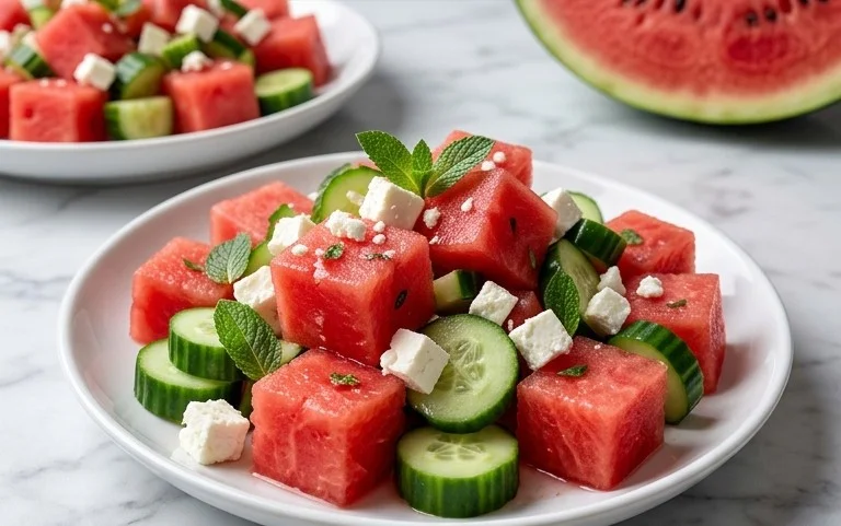 Watermelon Salad with Cucumber and Feta